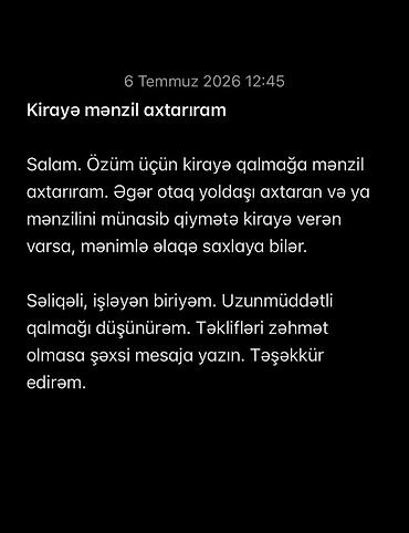 ucuztap kiraye evler: Kirayə mənzil axtarışı Özüm üçün kirayə qalmağa mənzil axtarıram — 1