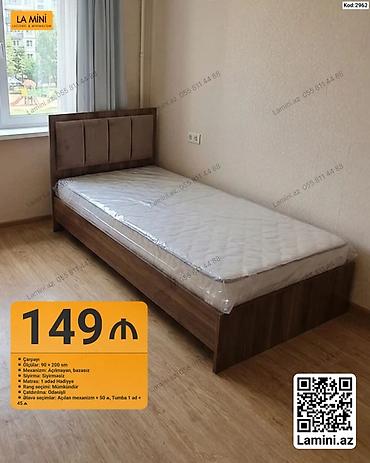 Ev və bağ: Məhsul: Tək nəfərlik çarpayı Kod: 2962 - Ölçülər: 90 × 200 sm - — 1