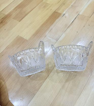 sufre dekoru: XRUSTAL şüşədən 2 ədəd qab dəsti CÜTÜ 30 m YENİDİR - Material: ağır — 2