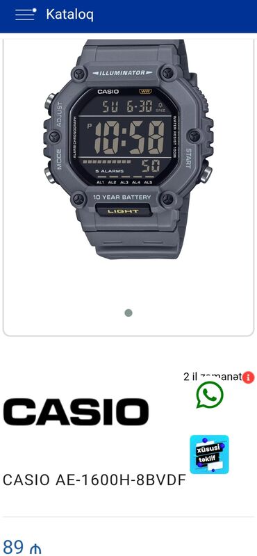 Qol saatları: Yeni, Qol saatı, Casio, rəng - Qara — 9