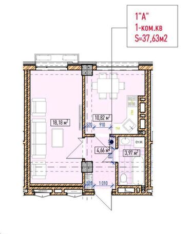 Продажа домов: 1 комната, 38 м², Элитка, 7 этаж, ПСО (под самоотделку)