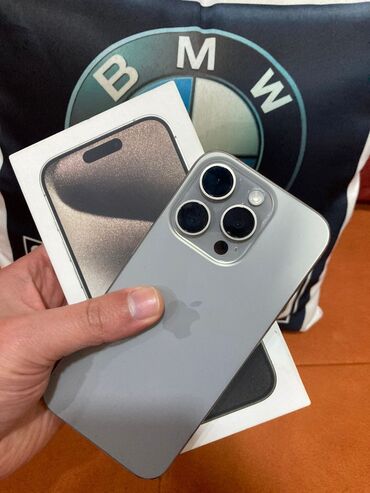 Apple iPhone: IPhone 15 Pro, 128 GB, Natural Titanium, Simsiz şarj, Face ID, Sənədlərlə
