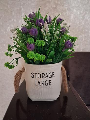 gul buketleri sekilleri: Dekorativ süni çiçək kompozisiyası – “Storage Large” qabda - Tərkib — 1