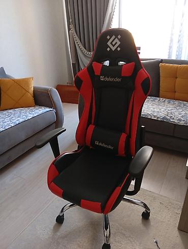 fl esports: Игровое кресло, Б/у, С колесиками, цвет - Черный, Экокожа — 1