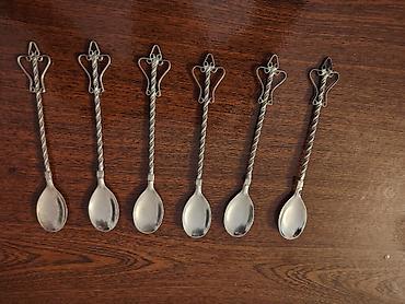 qaşıq çəngəl dəsti: Melixor gümüş üzüklü qaşıq dəsti – 6 ədəd - Material: metal ərinti — 5