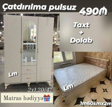 Çarpayılar: TAXT+DOLAB 💥 Yeni və sifarişlə İSTƏNİLƏN RƏNG SİFARİŞ ET🆘