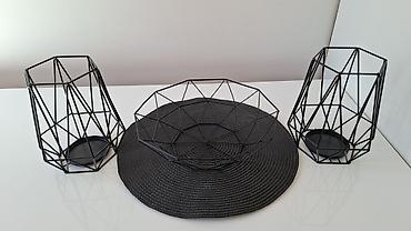 Sveće i svećnjaci: JYSK Dva Svećnjaka NORDIC Ø16xV19cm crna + Sinsay ukrasna činija crna — 13