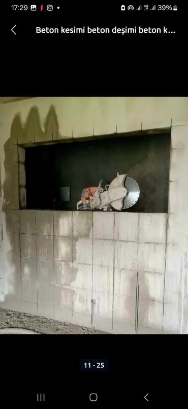 Beton işləri: Beton kəsmə–deşmə xidməti - Dəmirsiz və armaturlu betonun kəsilməsi — 13