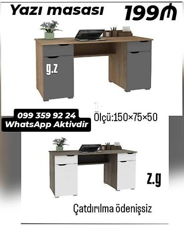 taxta ref: Düz masa, Stulsuz, Polkalı, Siyirməli, Taxta — 1