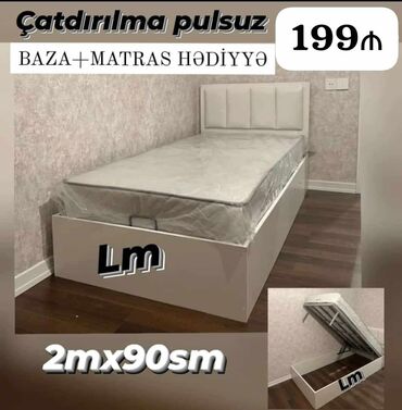carpayilarin qiymeti: Новый, Односпальная кровать, С подъемным механизмом, С матрасом