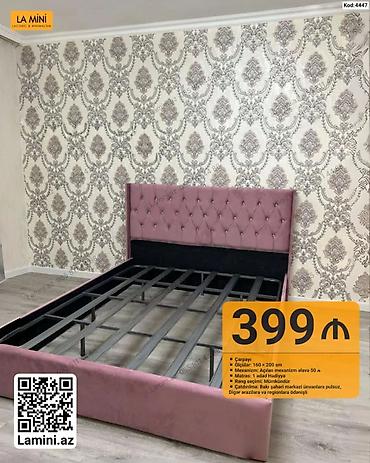 Ev və bağ: Məhsul: Yumşaq başlıqlı çarpayı (Kod: 4447) - Ölçü: 160 × 200 sm - — 1