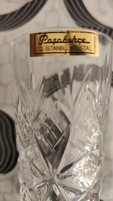 xrustal stekan: Paşabahçe “D. İstanbul Kristal” kəsimli şüşə dəsti - Material: qalın — 2