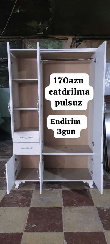 Dolablar: Yeni, Kupe, 3 qapılı Düz dolab, Qarderob, paltar dolabı, Azərbaycan — 8