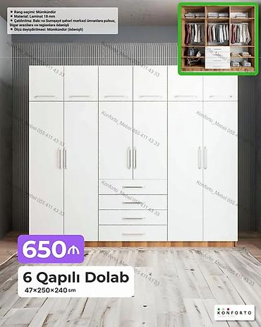 Mebel: 6 qapılı geyim dolabı Ölçü: 47×250×240 sm Material: 18 mm laminat — 1