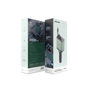 ВАЗ (ЛАДА): Green Lion Retractable 90W Car Charger – avtomobil üçün yüksək güclü