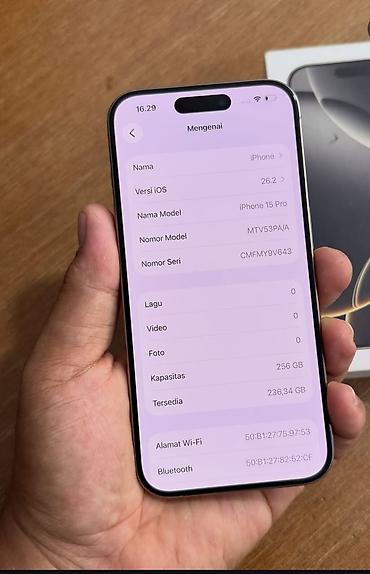 ref iphone: IPhone 15 Pro, 256 GB, Natural Titanium, Zəmanət, Simsiz şarj, Face ID — 5