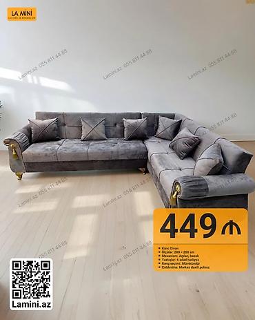 Mebel: Künc divan – La Mini - Ölçülər: 280 × 200 sm - Mexanizm: Açılan — 1