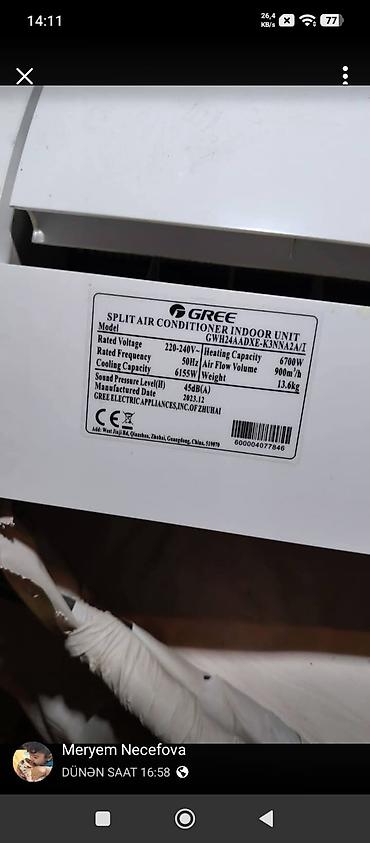 07 ucun kondisioner: Kondisioner Gree, Yeni, 50-60 kv. m, Daxili blok, Kredit yoxdur — 3