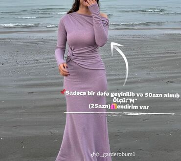 Hicab: M-layt ölçüdə, çiyinləri açıq, tək çiyinli uzun ziyafət/libas