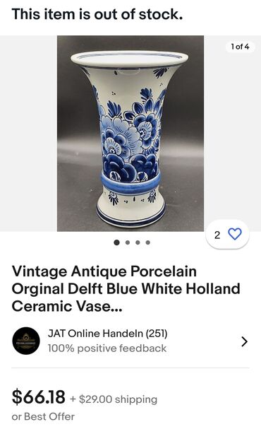 Ostali kućni dekor: Vaza nova Gilde delft,original rucno oslikana Holandija 70te. Sve — 2