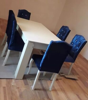 Masa və oturacaq dəstləri: Qonaq otağı üçün, Yeni, Açılmayan, Dördbucaq masa, 6 stul — 2