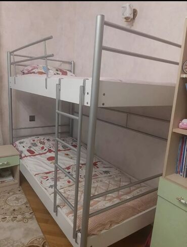 уловая кровать чердак: Для девочки и мальчика, Кровать, С матрасом, Без выдвижных ящиков, Железные