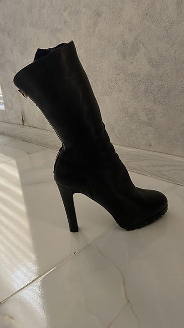Сапоги: Сапоги, YSL, Размер: 37.5, цвет - Черный, Б/у — 1