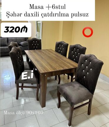 Masalar: Qonaq otağı üçün, Yeni, 6 stul