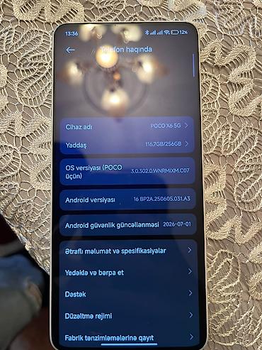 pubg telefonu: Poco X6, 256 GB, rəng - Ağ, Barmaq izi, Face ID — 1