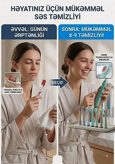 elektrikli fincan: Sonic texnologiyalı elektrik diş fırçası – X-9 təmizliyi - Güclü — 1