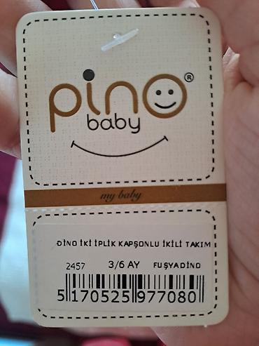 Uşaqlar üçün digər geyimlər: Pino Baby “Dino” kapüşonlu iki hissəli körpə dəsti. Köynək təzədir — 2