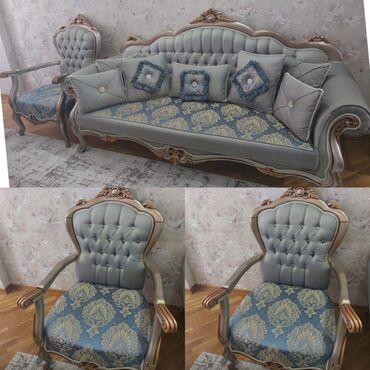 islenmis mebellerin alisi: Б/у, Классический диван, 2 кресла, Диван, Без подьемного механизма, Нераскладной