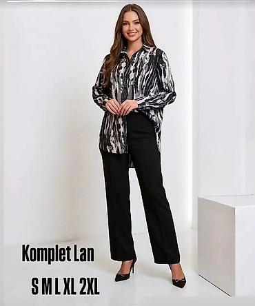 karol basic: Ženski komplet – lan - Dvodijelni komplet: košulja i pantalone - — 1