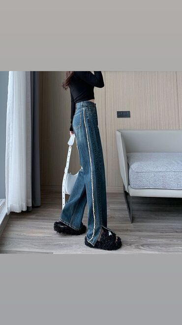 джинсы размер 28 29: Прямые, Средняя талия, С разрезом