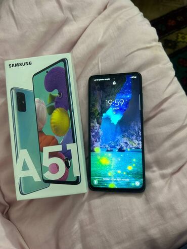 телефон fly stratus 6: Samsung Galaxy A51, 64 ГБ, цвет - Синий, Сенсорный, Отпечаток пальца, Две SIM карты