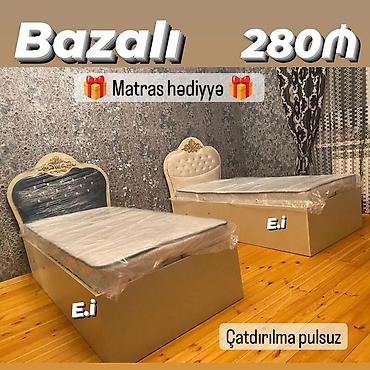 Bazalı tək nəfərlik çarpayı - Qiymət: 280₼ - Daxildir: Matras hədiyyə