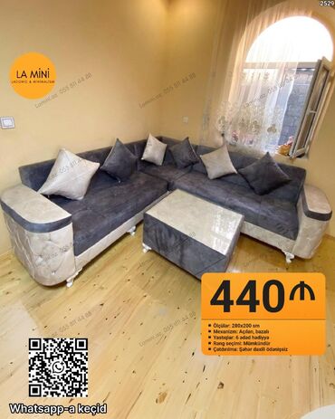 Комоды: LA Mini model künc divanı - Ölçülər: 280 x 200 sm - Mexanizm: Açılan