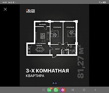 алматинской: 3 комнаты, 81 м², ул. Горького / Алматинка Элитка, 13 этаж, ПСО (под самоотделку) — 2