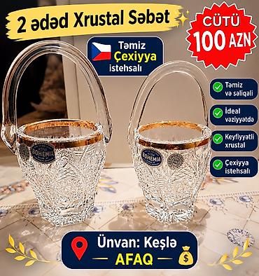 100 azn 2 ededi Cexiyya temiz Boqema Xrustal Sebetler.İdeal