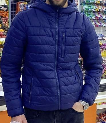 north face az: Mavi rəngli kişilər üçün yüngül şişmə qış gödəkçə - Kapüşonlu dizayn — 1