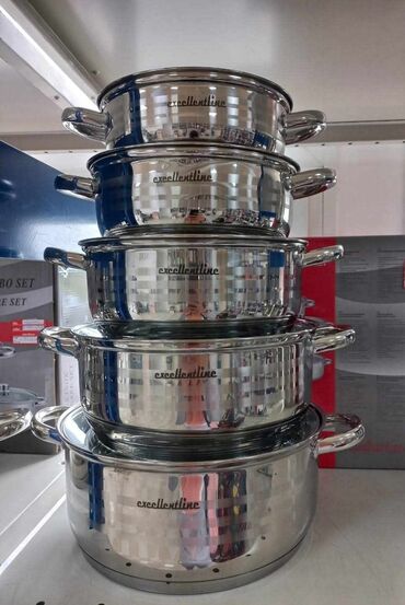 masna za jelku: ‼️ Veliki set inox šerpi 5 kom Exscellent line LP5 - 7600 din ‼️