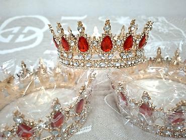 корона диадема: Корона с красными кристаллами - Материал: металлическая основа под — 4