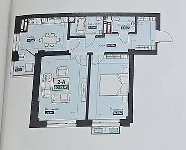 60: 2 комнаты, 60 м², Асанбай мкр 12 этаж, ПСО (под самоотделку) — 5