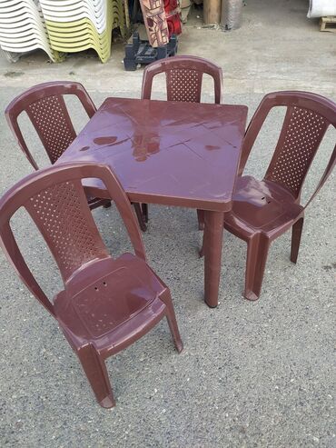 Masa və oturacaq dəstləri: Qonaq otağı üçün, Yeni, Açılmayan, Kvadrat masa, 4 stul — 3