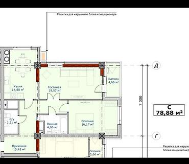 archa group: 2 комнаты, 79 м², БГУ Элитка, 9 этаж, ПСО (под самоотделку) — 3