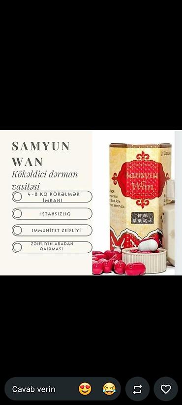 ditdili dermani: Məhsul: Samyun Wan – kökəldici dərman vasitəsi Xüsusiyyətlər: - 4–8 — 1