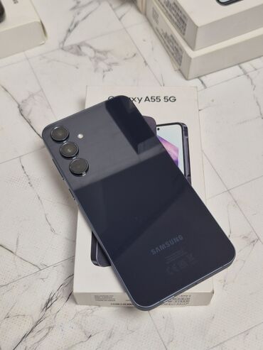 телефон j5: Samsung Galaxy A55, Б/у, 256 ГБ, цвет - Синий, 1 SIM, 2 SIM, eSIM
