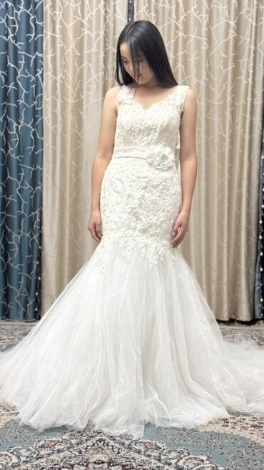 Свадебные платья: Свадебное платье, Со шлейфом, Фатин, Русалка, Кружево, Новый — 7