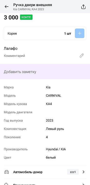 фит двери: Ручка двери наружная для Kia Carnival (KA4), поколение 4, год 2023. - — 4