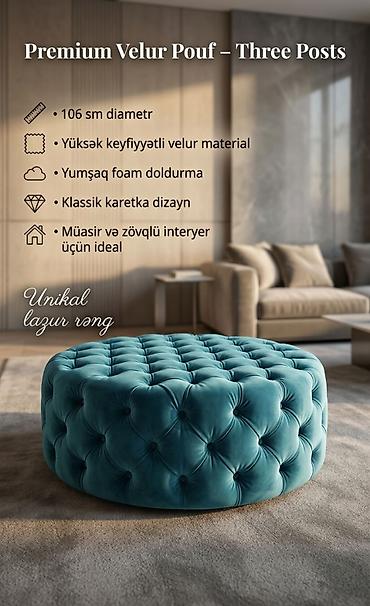 pufik satisi: İşlənmiş, Pufik oturacaq, Vеlur parça, Kredit yoxdur, Çatdırılma yoxdur — 1